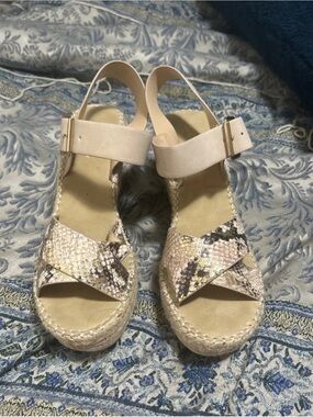 Soda snake print platform wedges
